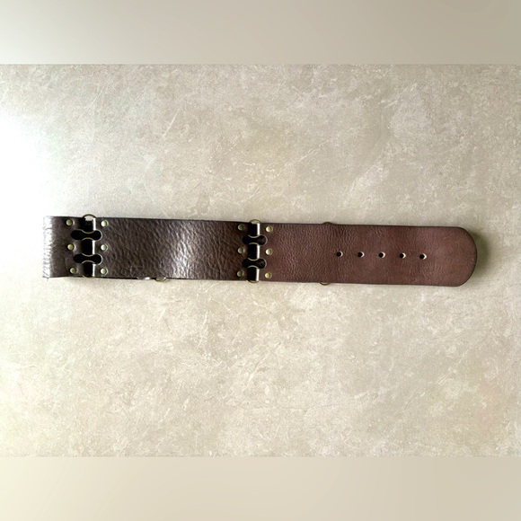 Boho, Punk Style Wide Unisex Belt, Genuine Italian Leather, Made in Canada L - Picture 6 of 8